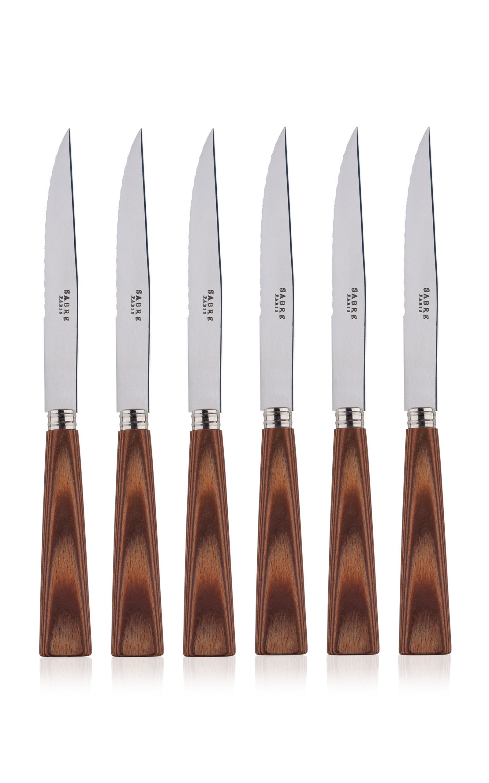 Sabre - Nature Light Wood Six-Piece Steak Knife Set - Brown - Moda Operandi | Moda Operandi (Global)