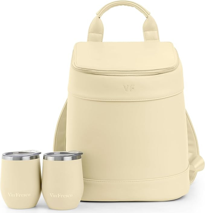 Insulated Cooler Backpack with 2 Stainless Steel Wine Tumblers – Leakproof & Spillproof Stylish... | Amazon (US)