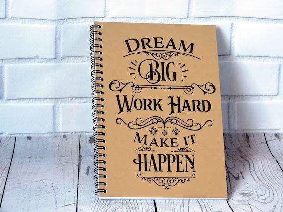 Dream Big Work Hard Make It Happen - Blank Journal, writing journal, motivational gift, writers g... | Etsy (US)