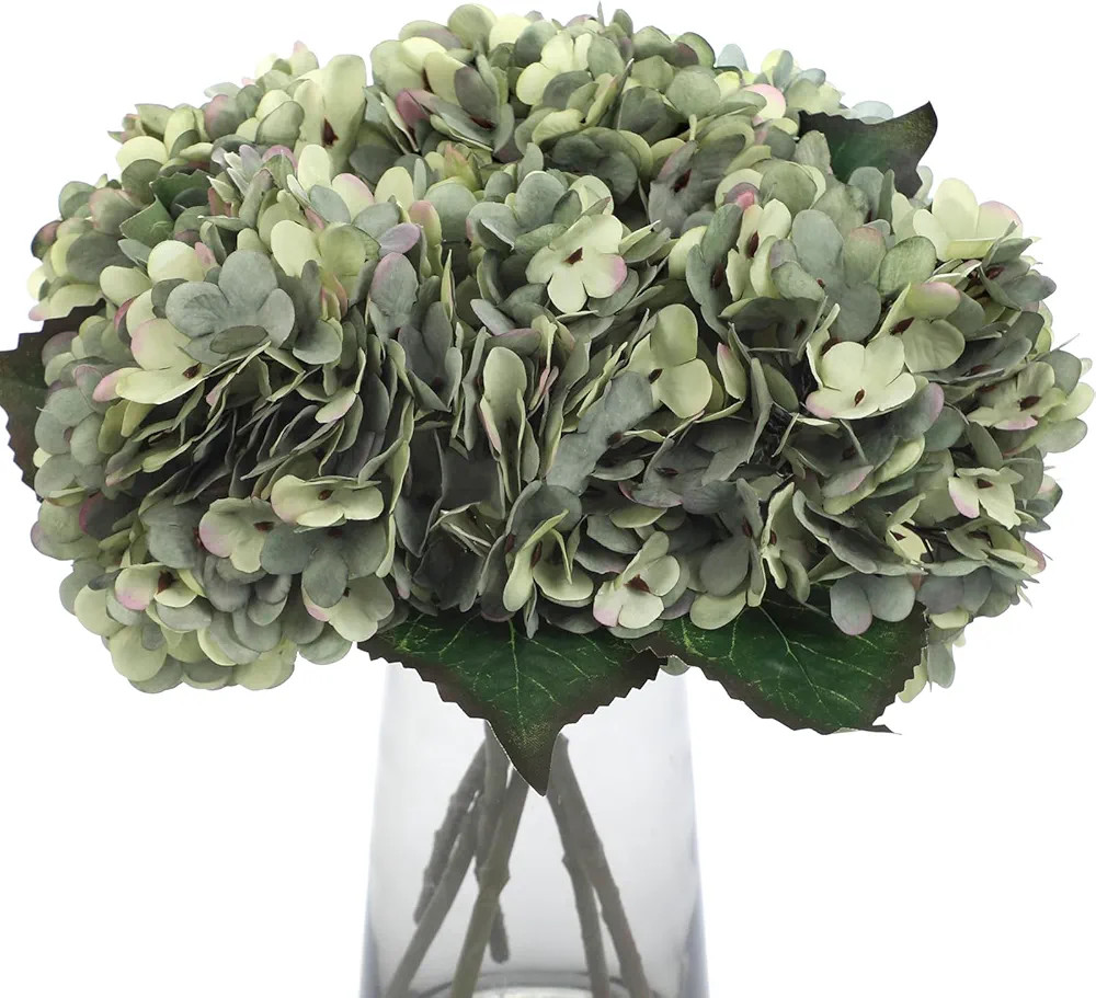 Kimura's Cabin 6pcs Fake White Flowers Artificial Silk Hydrangea Flowers Bouquets Faux Hydrangea ... | Amazon (US)