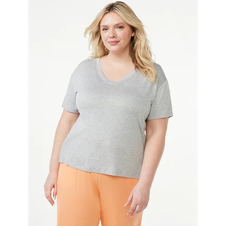 Joyspun Women's V-Neck Sleep T-Shirt, Sizes S to 3X | Walmart (US)
