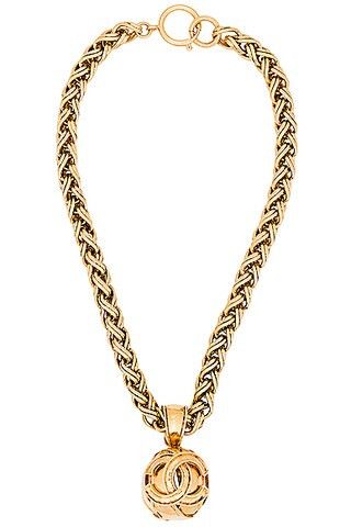 Chanel Coco Mark Chain Necklace in Metallic Gold | FWRD 