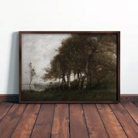 Vintage Landscape Art - Green Nature Painting | Etsy (US)