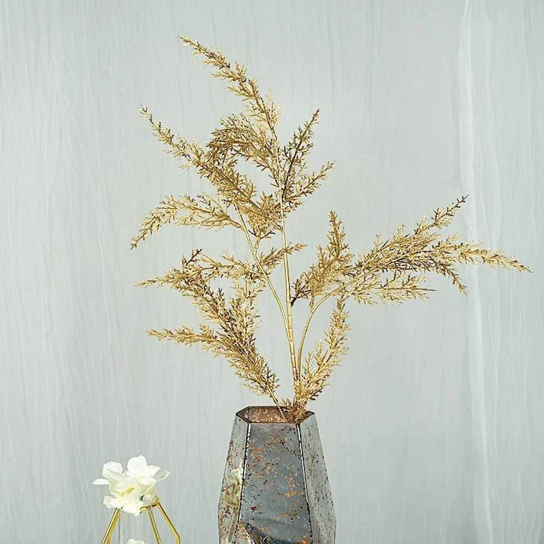 2 Metallic Gold 32 Artificial Fern Tropical Leaves | Etsy | Etsy (US)
