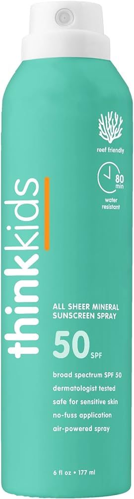 Thinksport Kids SPF 50 All Sheer Mineral Sunscreen Spray – Clear Baby and Toddler Sunscreen Lot... | Amazon (US)