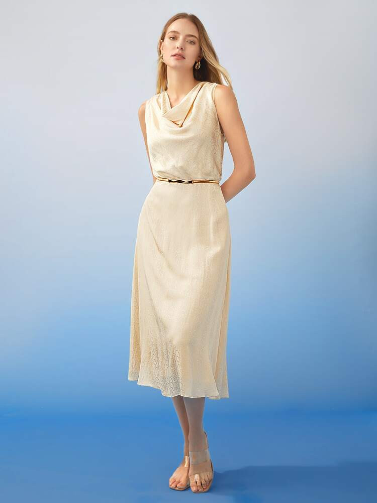 MOTF PREMIUM SILK COWL-NECK SNAKESKIN DRESS | SHEIN