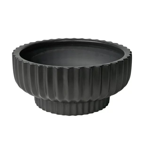 Better Homes & Gardens 12" Fischer Round Ceramic Planter, Black | Walmart (US)