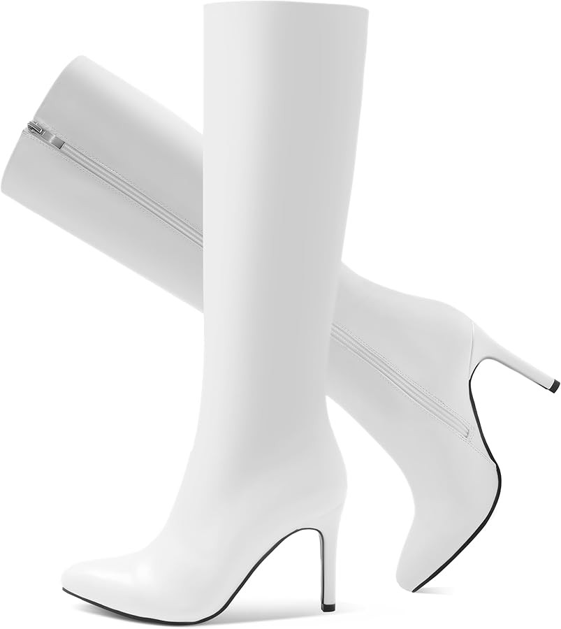 Amazon.com | Shoe'N Tale Women's Knee High Boots Pointed Toe Stiletto High Heel Metallic Party Dr... | Amazon (US)