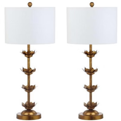 Lani Leaf Table Lamp (Set of 2) - 32" Height - TBL4016 - Gold/White - Safavieh | Target
