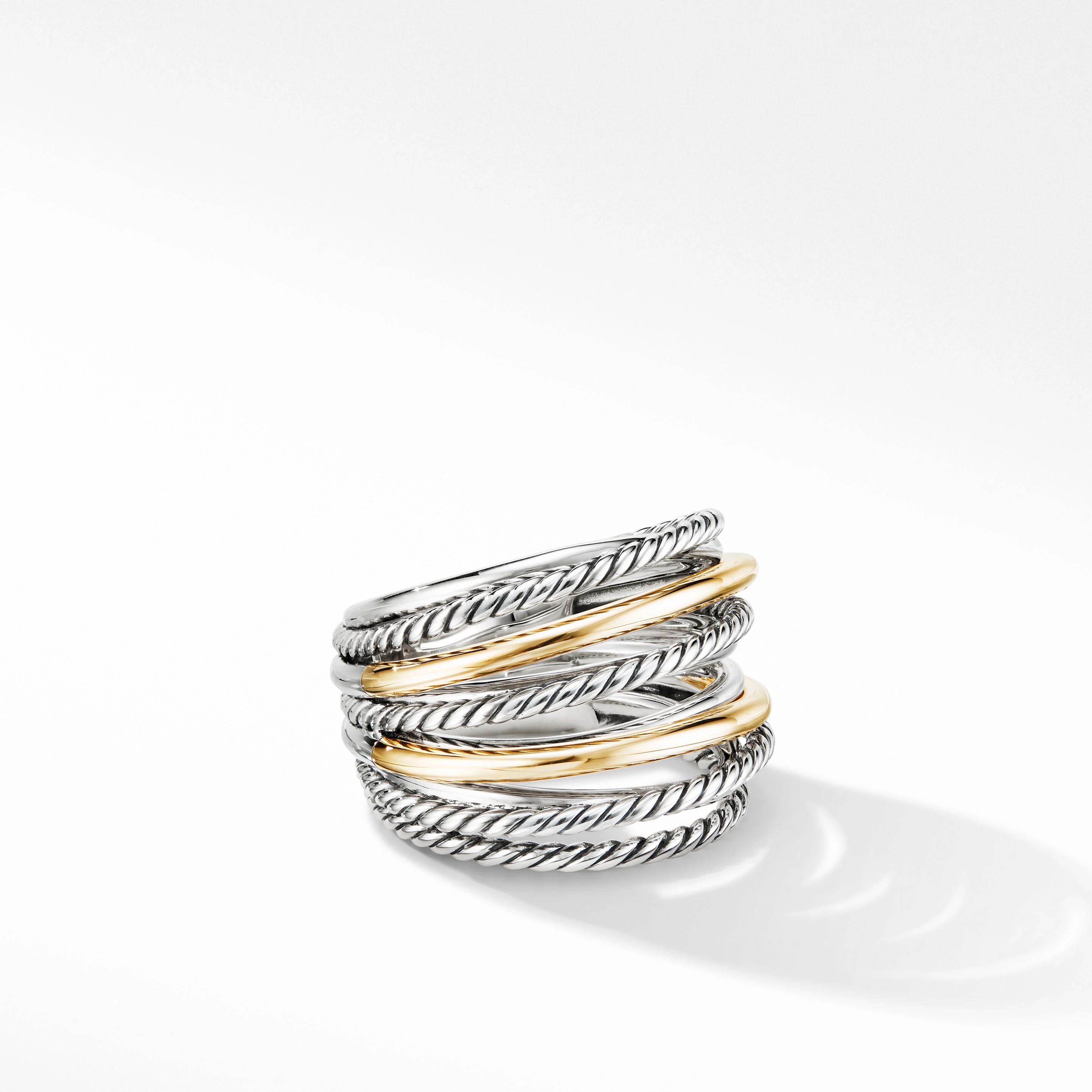 Crossover Ring in Sterling Silver with 18K Yellow Gold | David Yurman