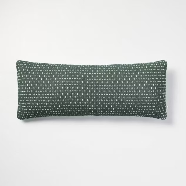12"x30" Sweater Fleck Jacquard Knit Lumbar Throw Pillow Green/White - Hearth & Hand&#... | Target