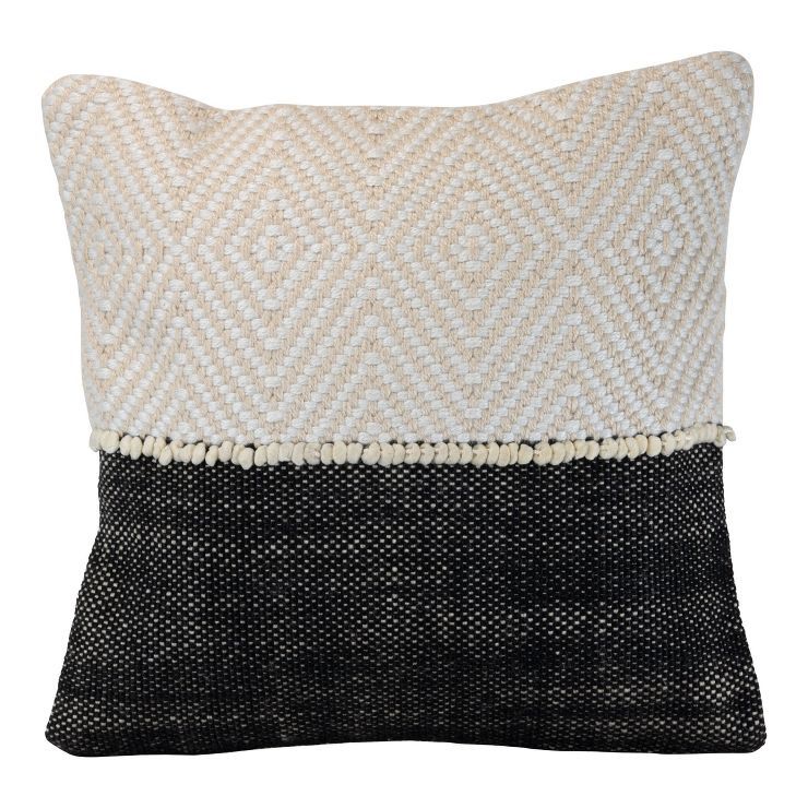 Diamond Pattern Hand Woven 18x18" Outdoor Decorative Throw Pillow with Pulled Yarn Accents - Fore... | Target