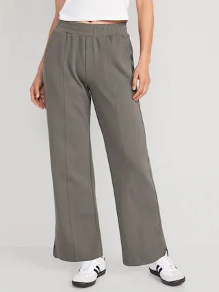 High-Waisted Dynamic Fleece Wide-Leg Trouser Pants for Women | Old Navy (US)