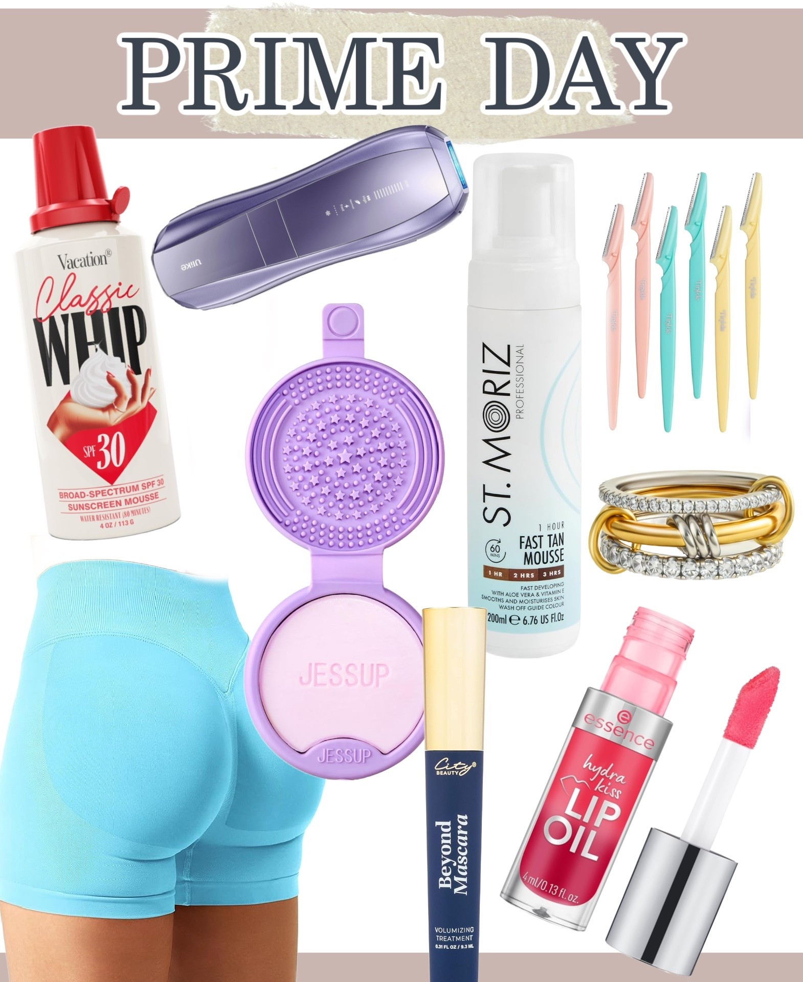It’s finally Prime Day and these are my must-haves you don’t want to scroll past 👀✨

From the viral Vacation Whip Sunscreen Mousse to the Essence Lip Oil I keep in every bag, these beauty + body picks are all on major sale! I swear by the Jessup Brush Cleaner, Beyond Mascara, and that St. Moriz self-tanner is my secret for a fast glow. Also—these dermaplaning razors and gold stacking rings are such good Prime finds 🤍 And don’t sleep on the butt-lifting shorts… trust.

🛒 Tap to shop and don’t forget to use your favorite creators’ links—it supports us and costs you nothing. Happy Prime Day!! 💻💄 #PrimeDayFinds #AmazonPrimeDay #LTKBeauty #LTKSale #AmazonMustHaves #PrimeDeals #TikTokBeauty #LTKUnder50