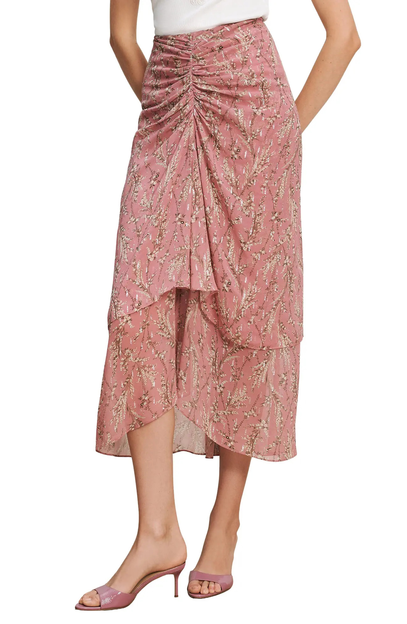 Veronica Beard Sira Metallic Thread Midi Skirt in Orchid Haze Multi at Nordstrom, Size 12 | Nordstrom