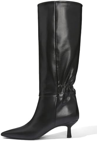 Coutgo Womens Kitten Heel Knee High Boots Pointed Toe Tall Boots Pull On Winter Dress Long Boot S... | Amazon (US)