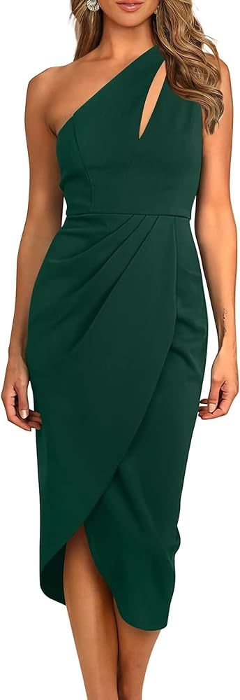 PRETTYGARDEN Women's One Shoulder Ruched Bodycon Dress 2024 Summer Cutout Slit Wrap Party Cocktai... | Amazon (CA)