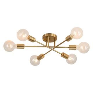 RRTYO Highlandville 23.62 in. 6-Light Brass Sputnik Semi Flush Mount YL002947BR - The Home Depot | The Home Depot