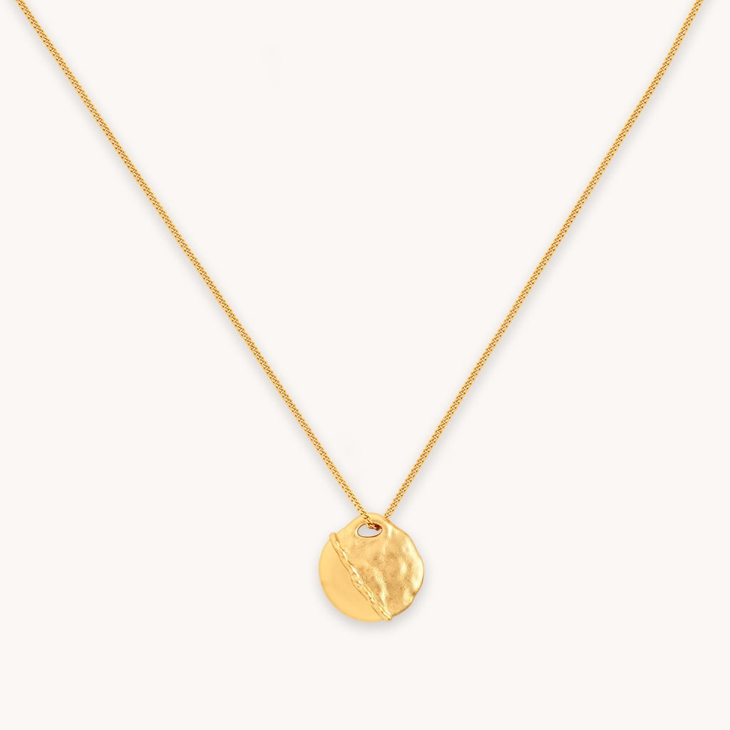 Molten Coin Pendant Necklace in Gold | Astrid and Miyu
