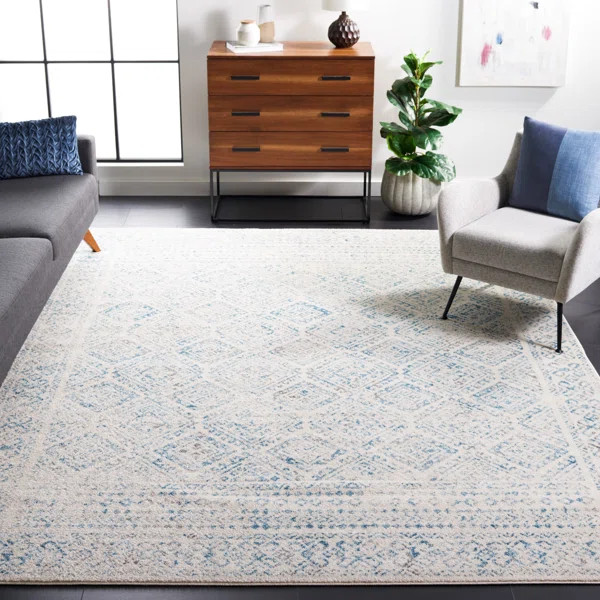 Dickson Performance Ivory/Turquoise Rug | Wayfair North America
