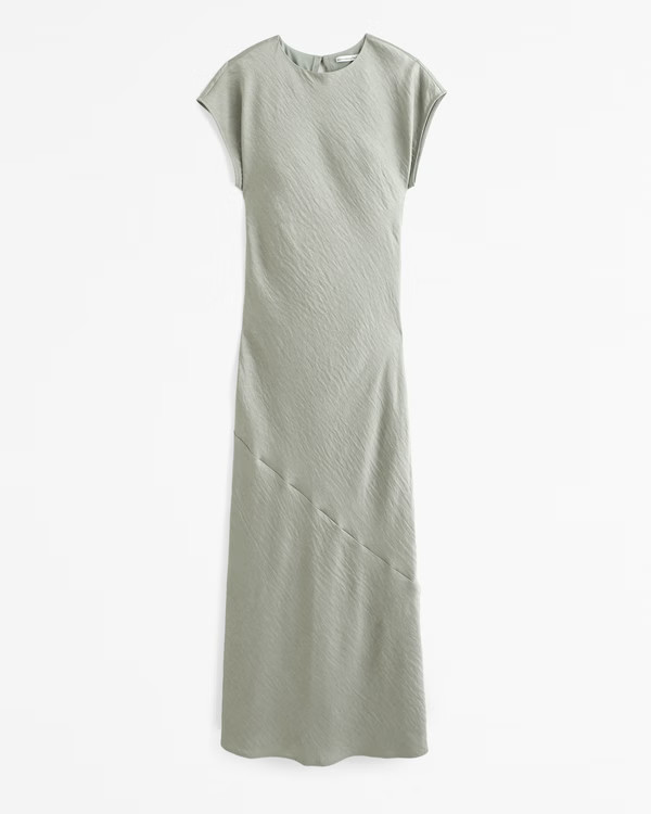Women's Short-Sleeve Crinkle Satin Maxi Dress | Women's Dresses & Jumpsuits | Abercrombie.com | Abercrombie & Fitch (US)