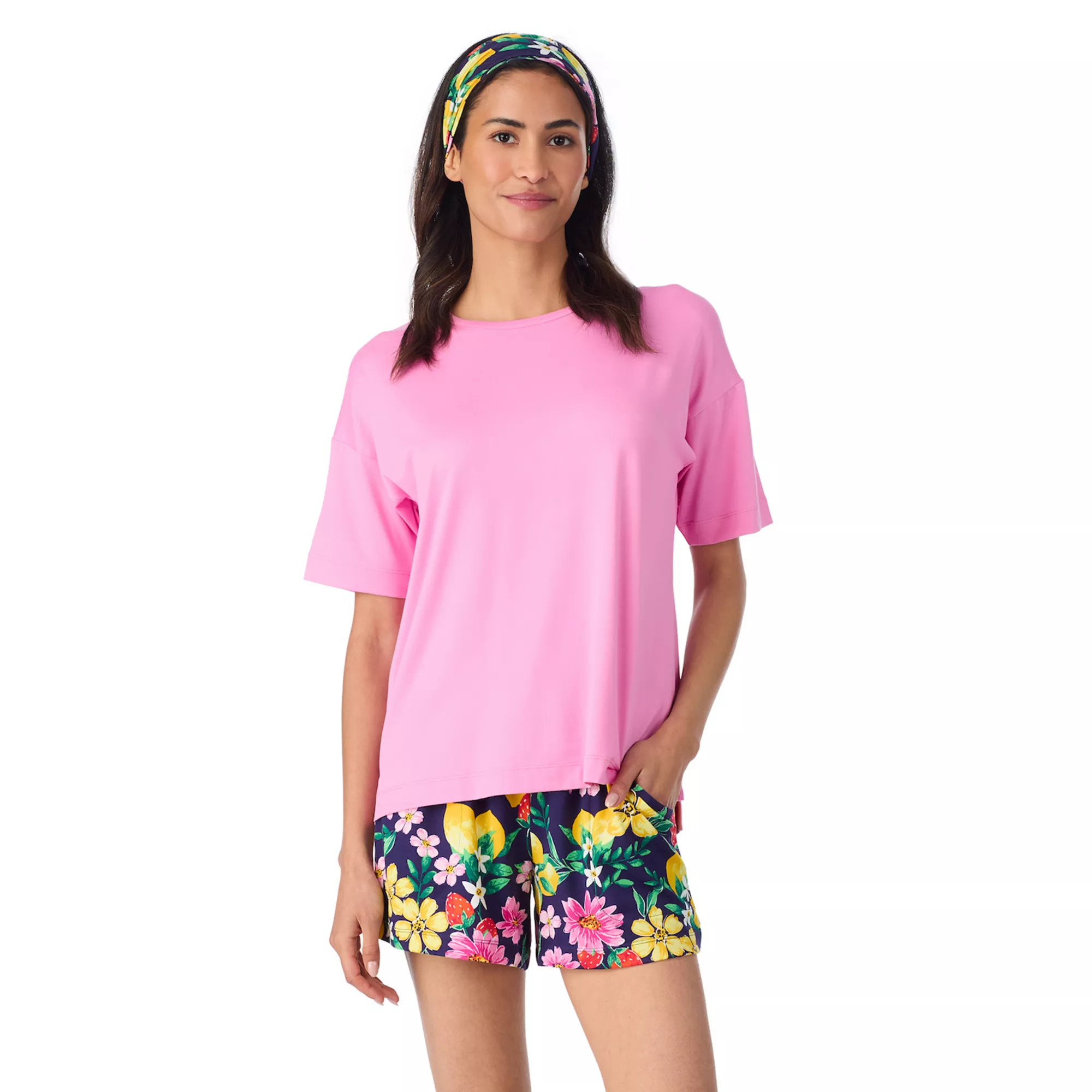 Women's Cuddl Duds® Short Sleeve Pajama Top & Pajama Boxer Set with Matching Headband | Kohl's