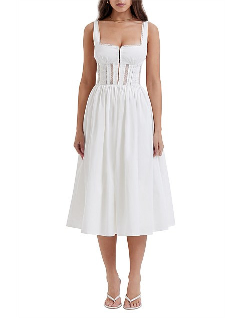 House Of Cb 'perle' White Lace Trim Midi Dress | David Jones | David Jones (Australia & New Zealand)