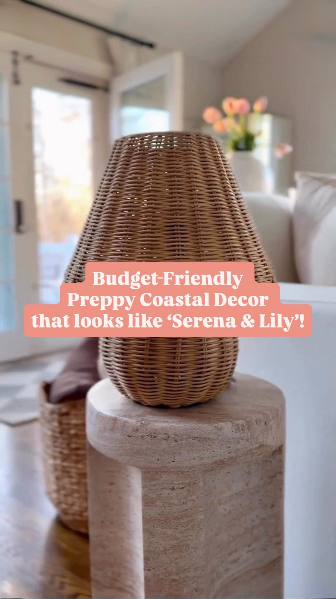 This Summer, decorate your Living Room with ‘SERENA & LILY’ inspired decor ON A BUDGET 🤩

When I think of preppy coastal style, the colors that come to mind are light blue & white.  So I reflected these colors using pretty floral vases, throw pillows and real touch hydrangeas! 

Two more decorative elements that make me think of ‘serena & lily’ are wicker & scalloped edging! Examples of how I incorporated these features are with a woven wicker vase, table lamp, & storage basket!

. 
.
wicker lamp | scalloped lamp shade | coastal lighting | summer decor | spring decor | spring home refresh  | wicker table lamps | wireless accent light | coastal home decorating | summer throw pillows | wicker decor | blue and white coastal style 
wicker home accents | @Target  #targetstyle #amazonhome #luxeforless

#LTKHome #LTKSeasonal #LTKvlog