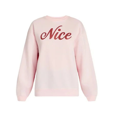Women s Christmas Nice Naughty Pink Red Graphic Sweatshirt - XXS | Walmart (US)