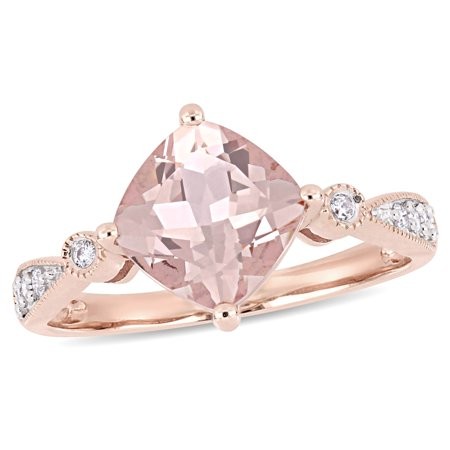Tangelo 2 Carat T.G.W. Morganite and 1/10 Carat T.W. Diamond 14k Rose Gold Vintage Engagement Ring | Walmart (US)