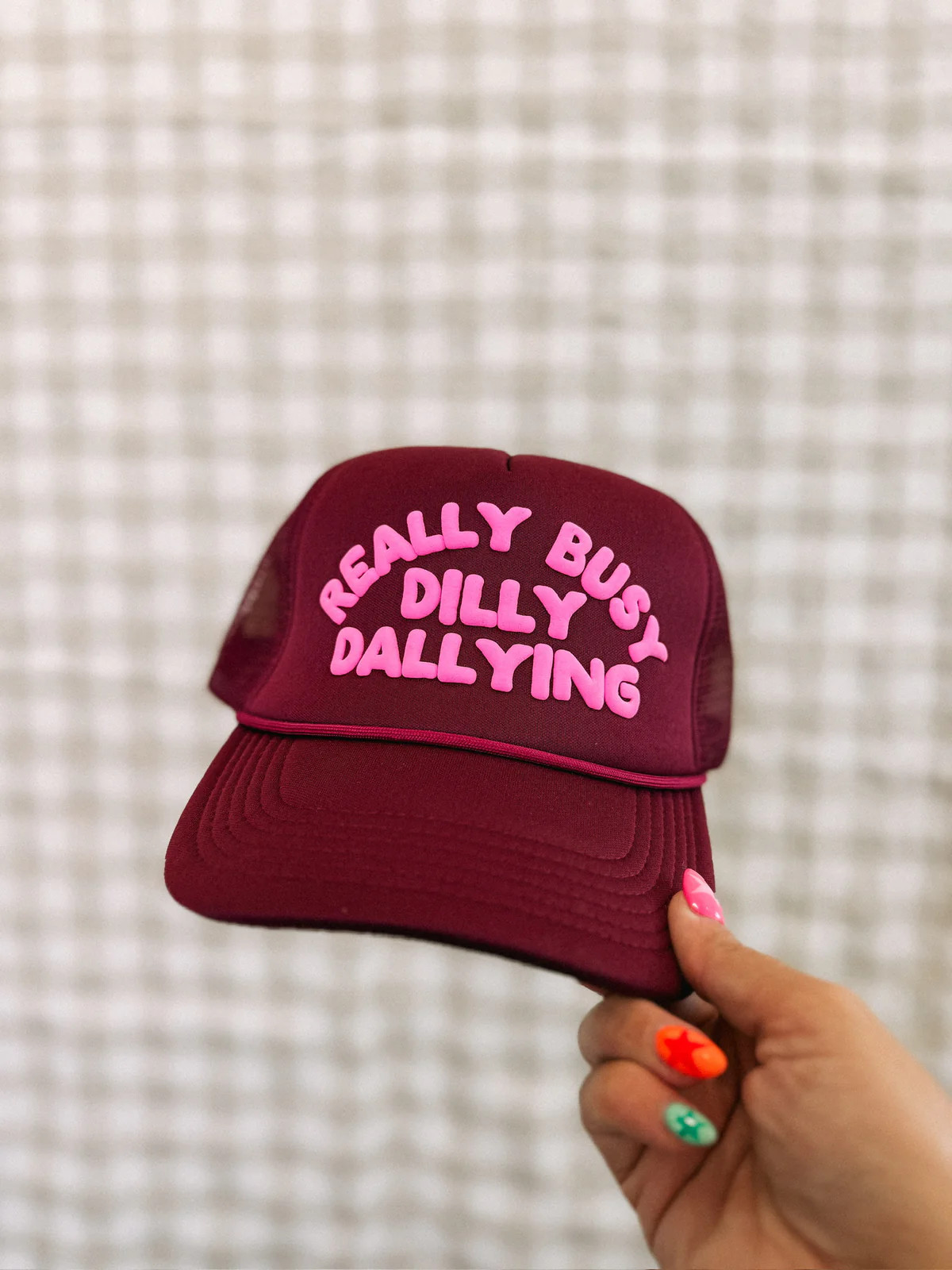 ETTA OG | dilly dallying trucker hat - burgundy / pink | Etta+East