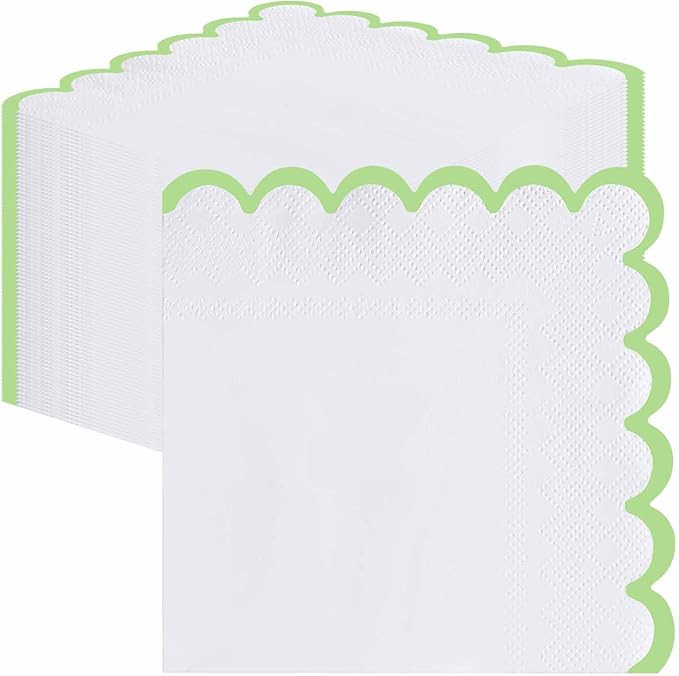 SietDESEO 50 Pieces 3-ply Lime Green Scalloped Napkins Folded 5 x 5 Inches Disposable Paper Napki... | Amazon (US)