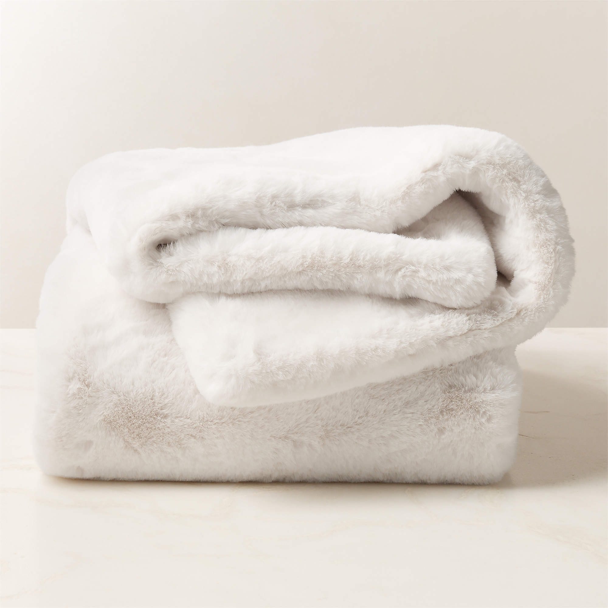Astor Warm White Faux Fur Throw Blanket 50"x70" + Reviews | CB2 | CB2