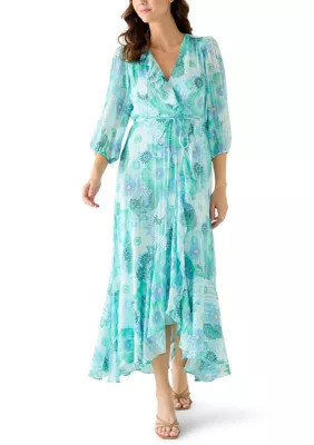 Maison Tara Women's Watercolor Chiffon Maxi Dress, 4 | Belk