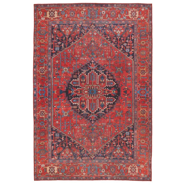 Machine Washable Harman Oriental Power Loom Polyester Area Rug in Red/Blue | Wayfair North America