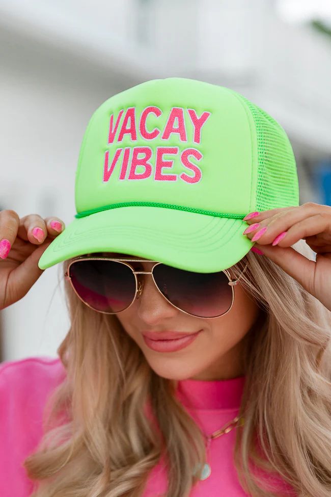 Vacay Vibes Lime Green Trucker Hat SALE | Pink Lily