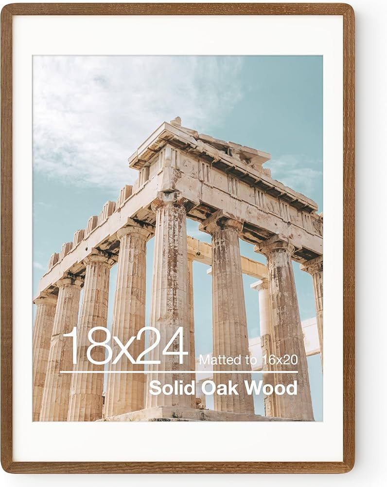 18 x 24 Poster Frame | Solid Oak Wood 24x18 Poster Frame | 18 x 24 Picture Frame With Mat For 16x... | Amazon (US)