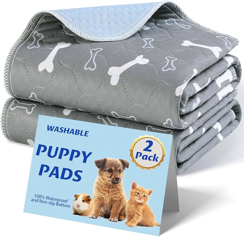 Washable Pee Pads for Dogs, 2 Pack Dog Pee Pads Washable, Waterproof Puppy Pads Mat Reusable Fast... | Amazon (US)