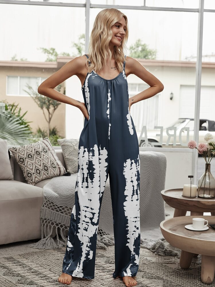 Tie Dye Slant Pocket Cami Jumpsuit | SHEIN