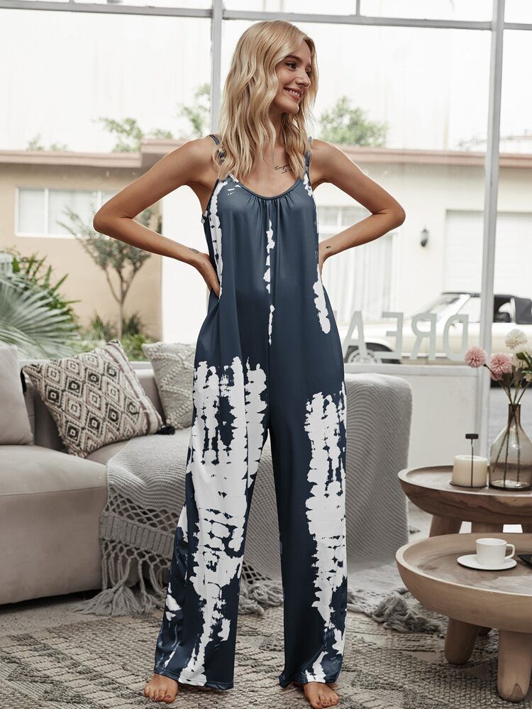 Tie Dye Slant Pocket Cami Jumpsuit | SHEIN