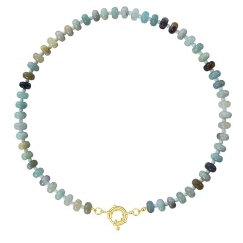 Handmade Beaded Necklace for Women, 17 Inch Rainbow Necklace Boho Bead Choker Necklace - Beaded Gemstone Necklace, Natural Stone Necklace Handmade Necklace Gift for Women Mom Grandma | Amazon (US)