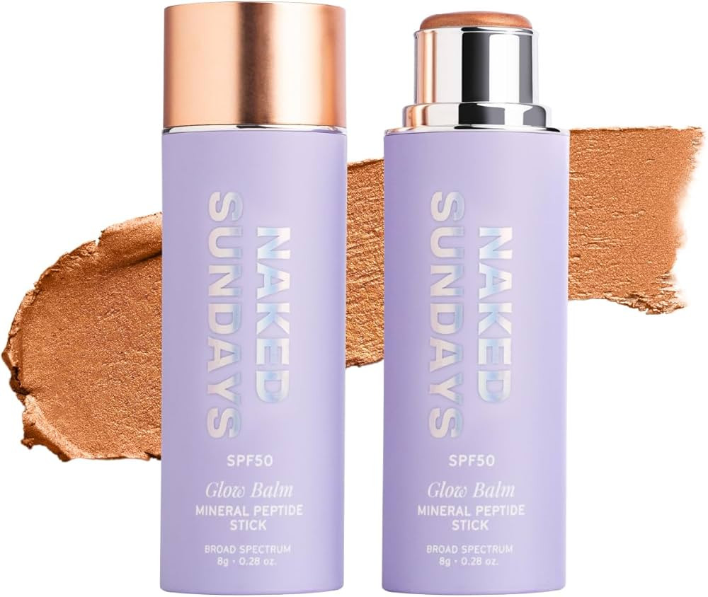 Naked Sundays SPF 50 Mineral Glow Balm – Peptide-Infused Multi-Tasking Blush Stick for Cheeks, ... | Amazon (US)