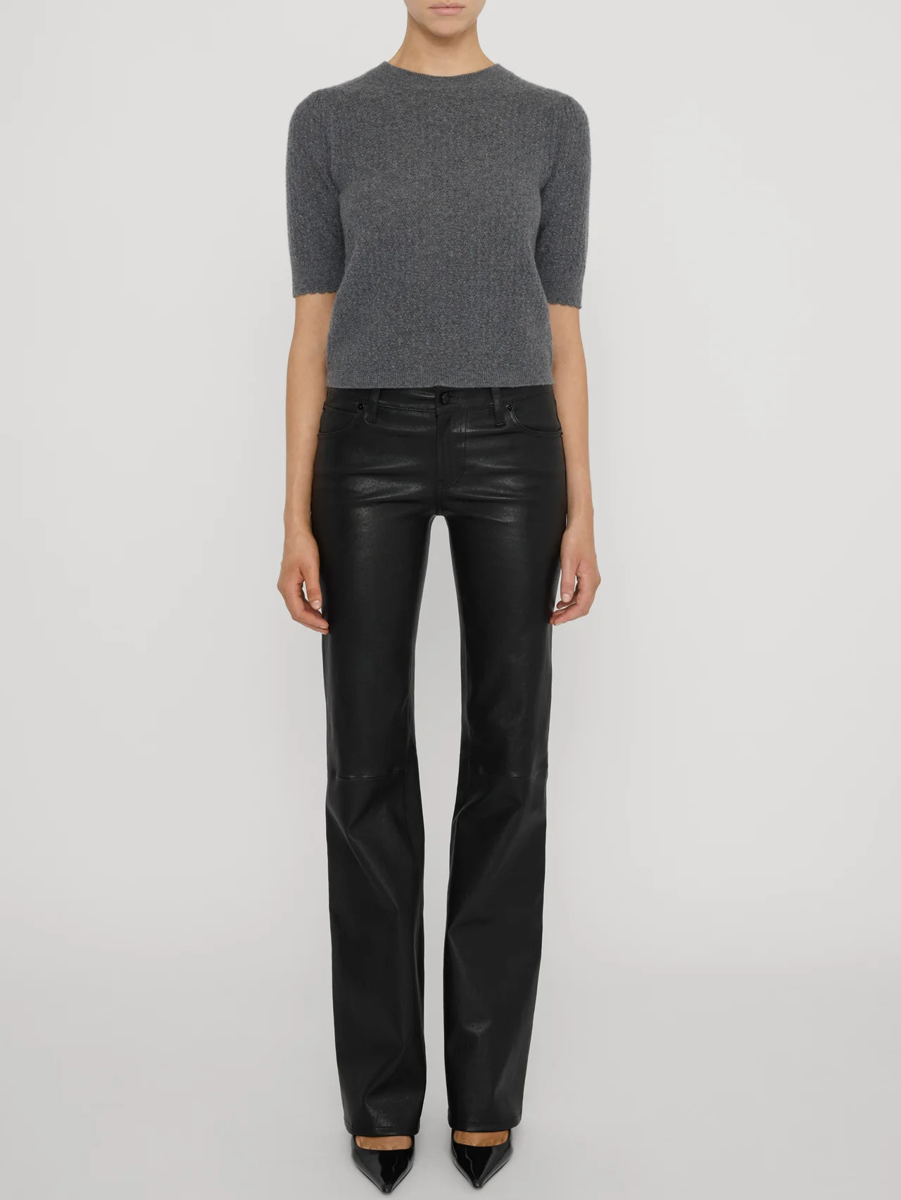 The Gathered Honeycomb Sweater -- Heather Grey | Frame Denim