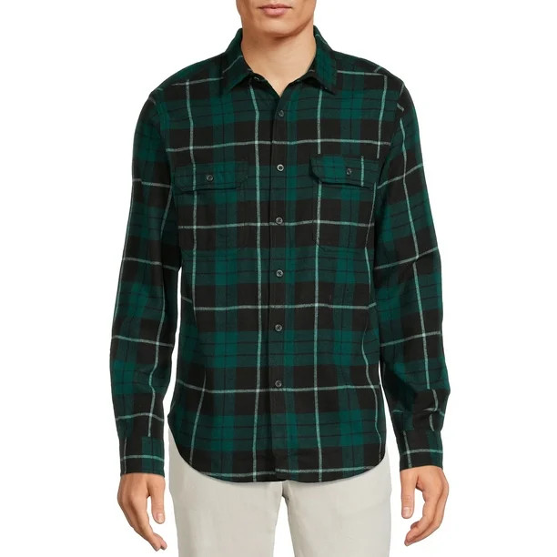George Men's Long Sleeve Flannel Shirt - Walmart.com | Walmart (US)