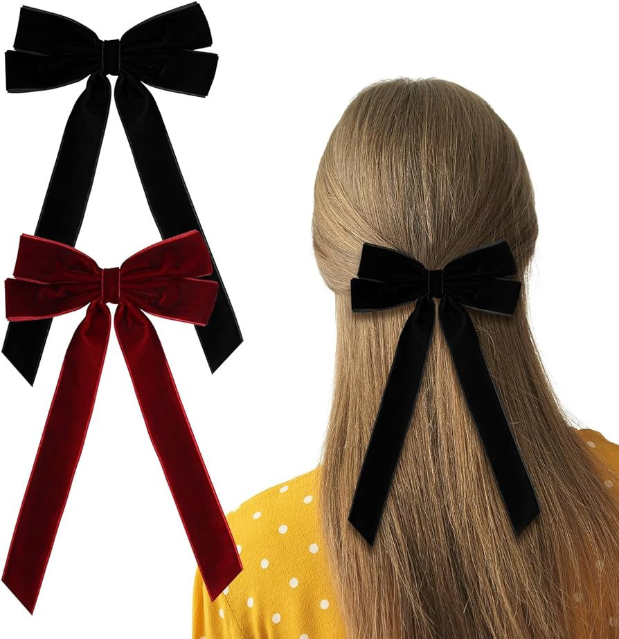 2PCS Handmade Velvet Bow Hair Clips, Hair Accessories for Women Girls, Elegant Hair Ties Hair Sty... | Amazon (US)