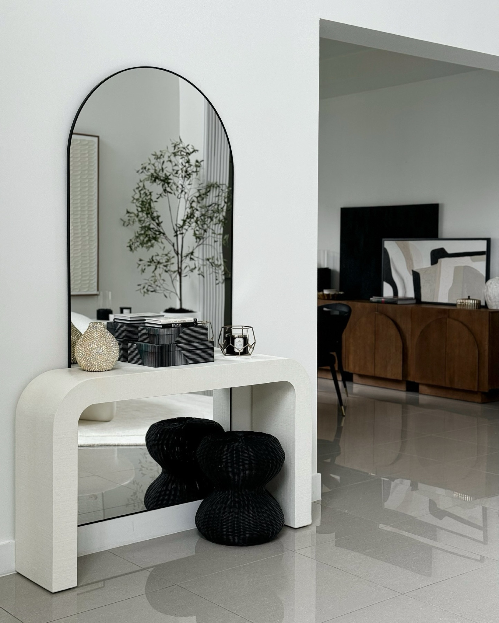 I switch things up often in my home to keep my changing moods happy 😊 Decor details of my fav ivory and wood console. Showing another way to style this beautiful budget mirror too! 

I have another “splurge” console coming soon from pre-order and I’ll post if I love it and keep 

#LTKHome