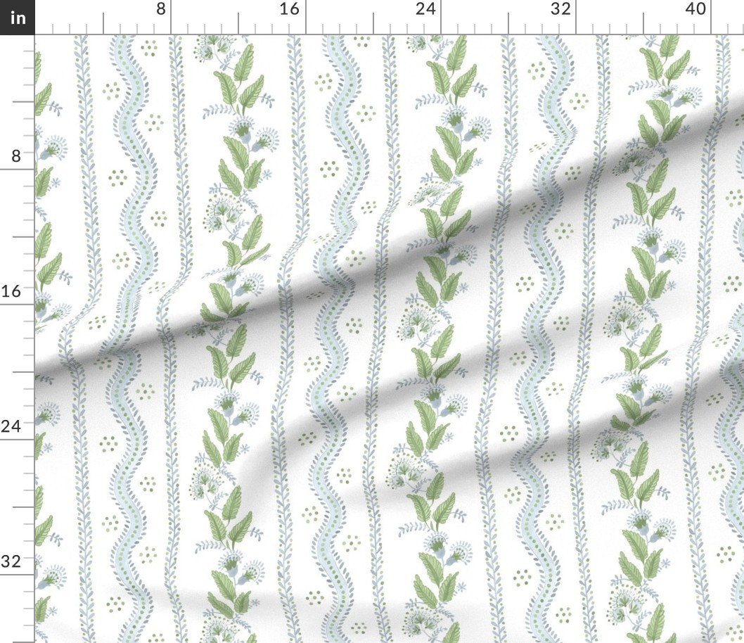 Soft Blue and greens on white Fabric | Spoonflower | Spoonflower