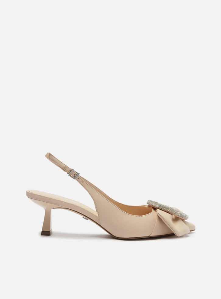 Scarpin Nude Arezzo Couro Slingback Fivela Cristais | ZZ Mall (BR)