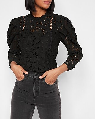 Lace Puff Sleeve Top | Express