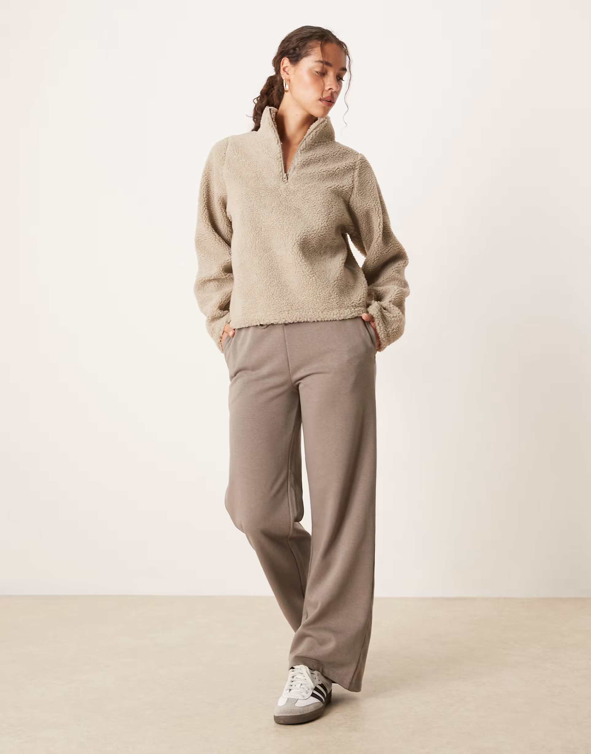 Brave Soul Cotton blend wide leg joggers in grey | ASOS (Global)